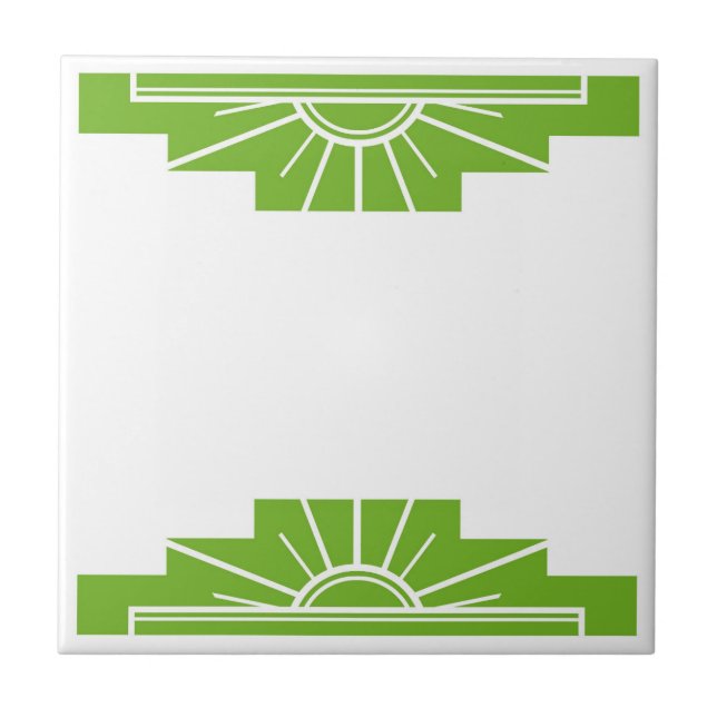 Art Deco Pattern in Lime Green Ceramic Tile (Front)