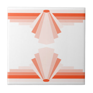 Art Deco Pattern in Orange Ceramic Tile