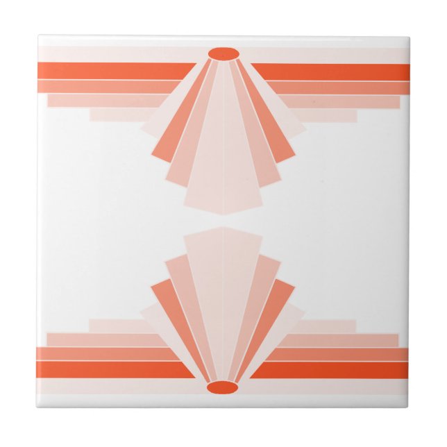 Art Deco Pattern in Orange Ceramic Tile (Front)
