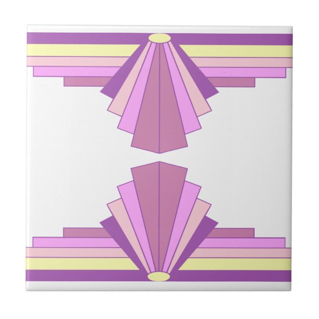 Art Deco Pattern in Pink & Purple Ceramic Tile (Front)