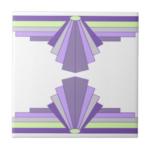 Art Deco Pattern in Purple & Green Ceramic Tile
