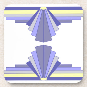 Art Deco Pattern in Purple & Lemon Beverage Coaster