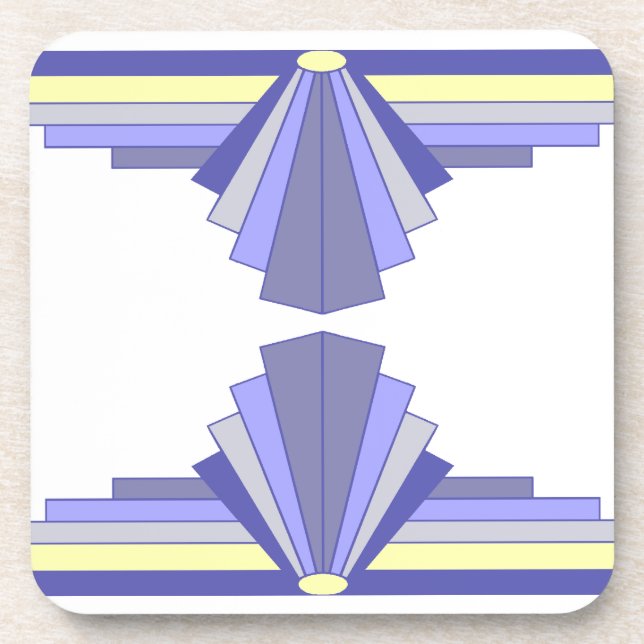 Art Deco Pattern in Purple & Lemon Beverage Coaster (Front)