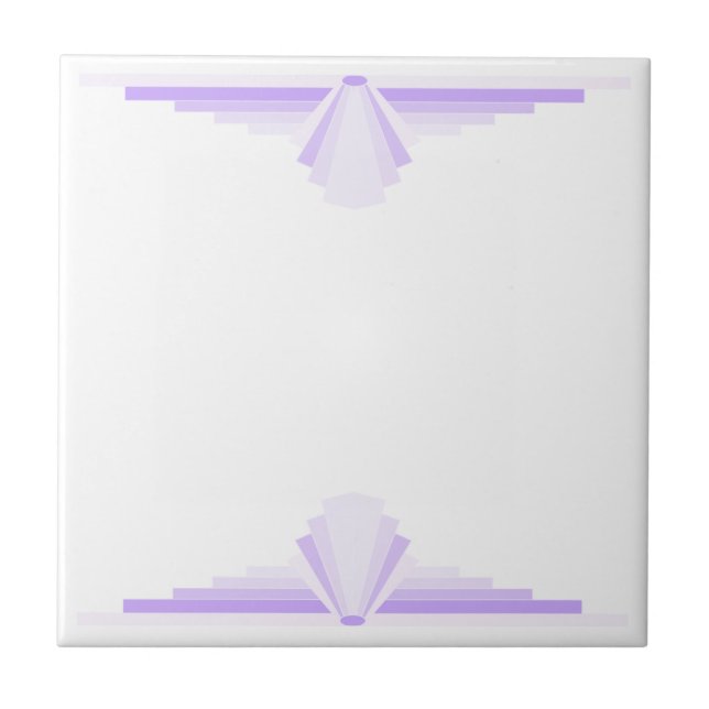 Art Deco Pattern in Purples Ceramic Tile (Front)