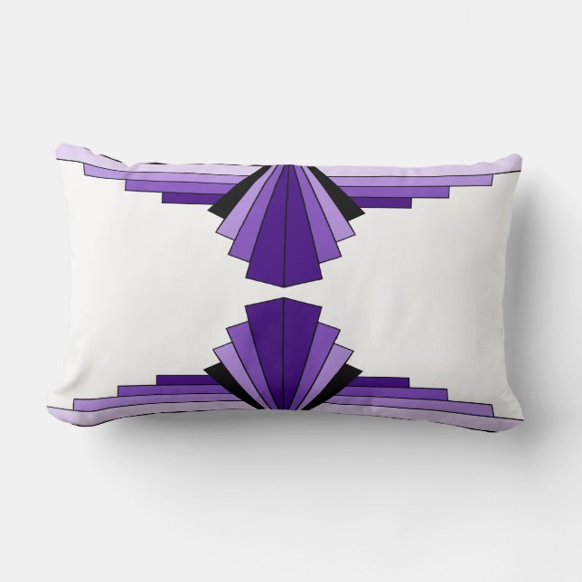Art Deco Pattern in Purples Lumbar Pillow (Front)