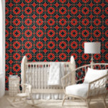 Art Deco pattern in red and black Wallpaper<br><div class="desc">This unique wallpaper features a classic Art Deco pattern in red and black. A vintage geometric design recreated by Alma Wad, it adds a touch of elegance and sophistication to any room, making it a perfect choice for those who appreciate timeless style and intricate artistry.</div>