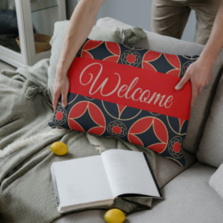 Art Deco pattern in red and black - Welcome