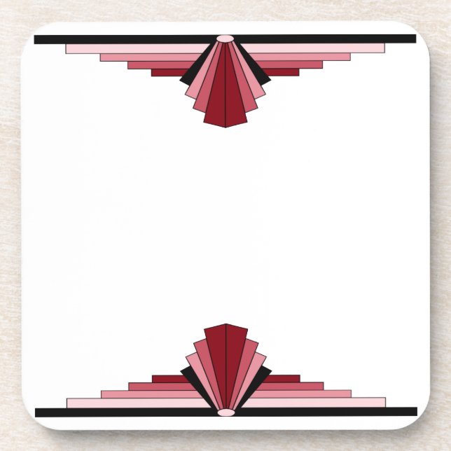 Art Deco Pattern in Red & Black Beverage Coaster (Front)