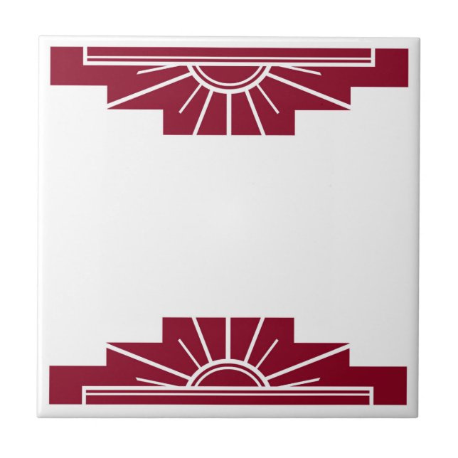 Art Deco Pattern in Red Ceramic Tile (Front)