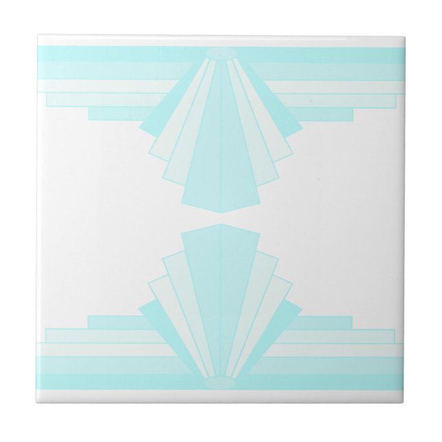 Art Deco Pattern in Soft Teal Ceramic Tile (Front)