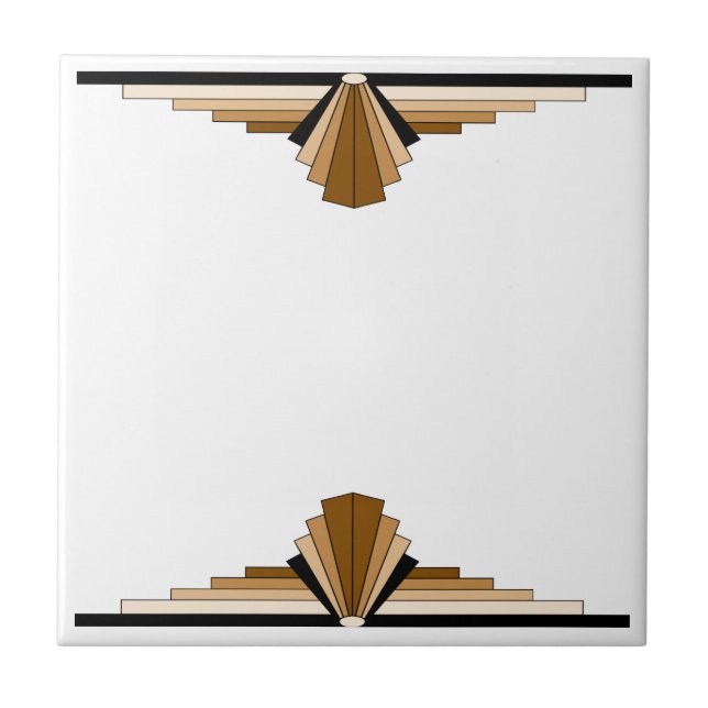 Art Deco Pattern in Tan Ceramic Tile (Front)