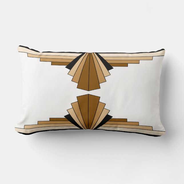 Art Deco Pattern in Tans, Browns and Black Lumbar  Lumbar Pillow (Front)