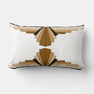 Art Deco Pattern in Tans, Browns and Black Lumbar  Pillow