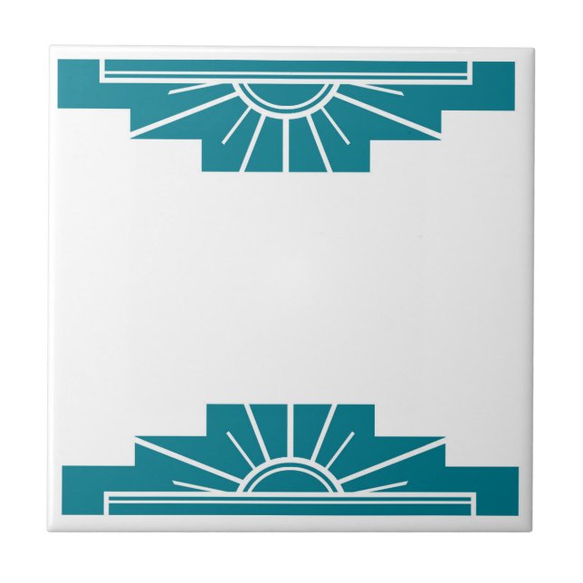 Art Deco Pattern in Teal Ceramic Tile (Front)