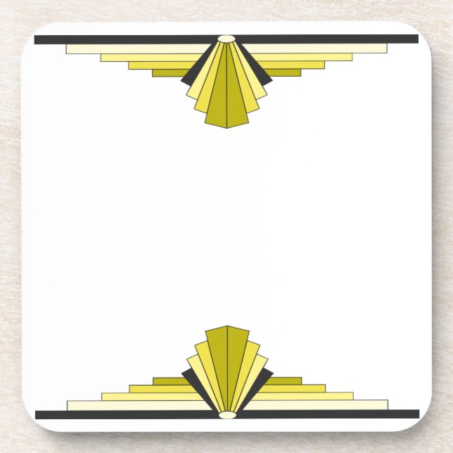 Art Deco Pattern in Yellow & Black Beverage Coaster (Front)