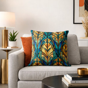 Art Deco Pattern Jewel Tone Decor Throw Pillow