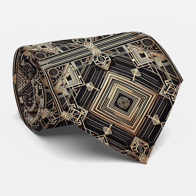 Art Deco Pattern Neck Tie (Rolled)