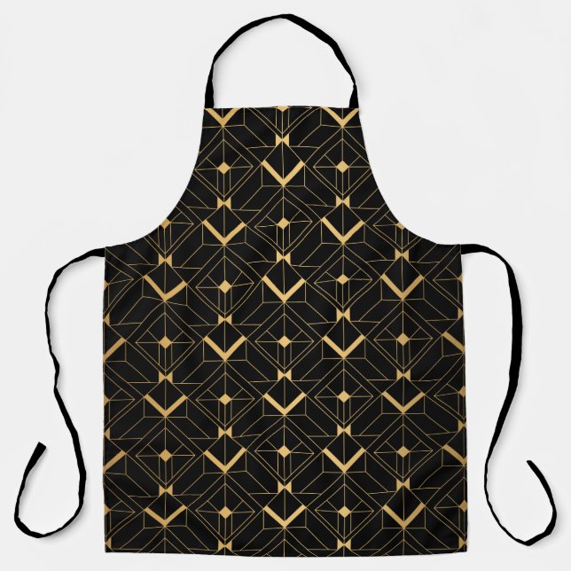 Art Deco Pattern. Seamless black and gold backgrou Apron (Front)