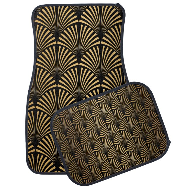 Art Deco Pattern. Seamless black and gold backgrou Car Floor Mat (Set)
