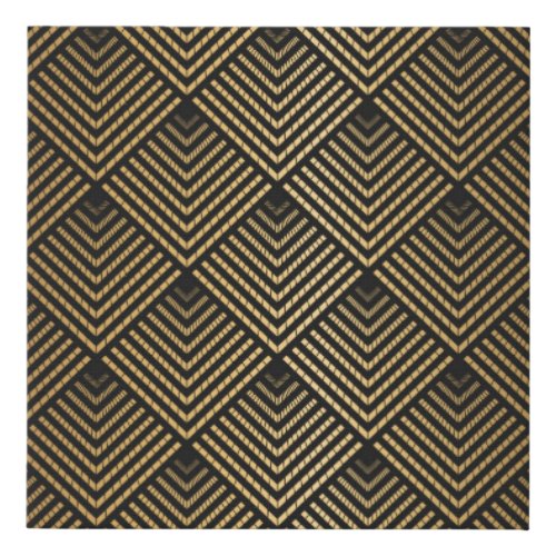 Art Deco Pattern Seamless black and gold backgrou Faux Canvas Print