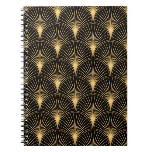 Art Deco Pattern Seamless black and gold backgrou Notebook