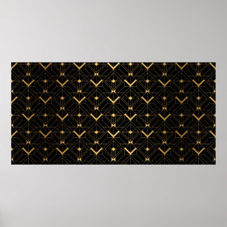 Art Deco Pattern. Seamless black and gold backgrou Poster