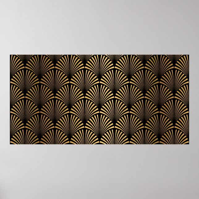 Art Deco Pattern. Seamless black and gold backgrou Poster (Front)