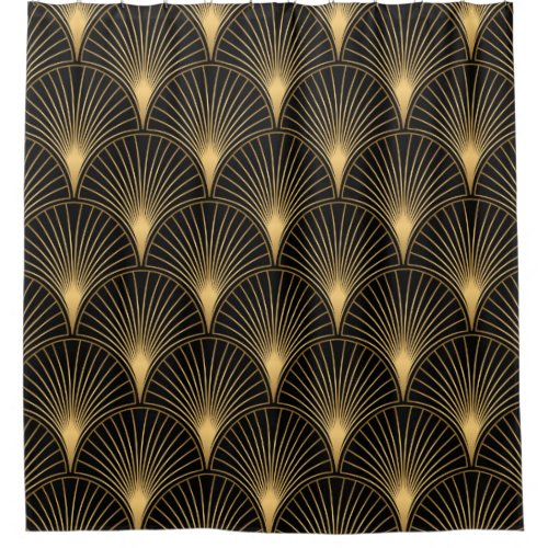 Art Deco Pattern Seamless black and gold backgrou Shower Curtain