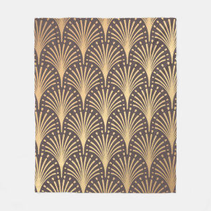 Art Deco Pattern. Seamless golden background. Mini Fleece Blanket