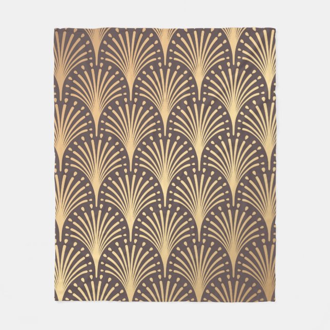 Art Deco Pattern. Seamless golden background. Mini Fleece Blanket (Front)