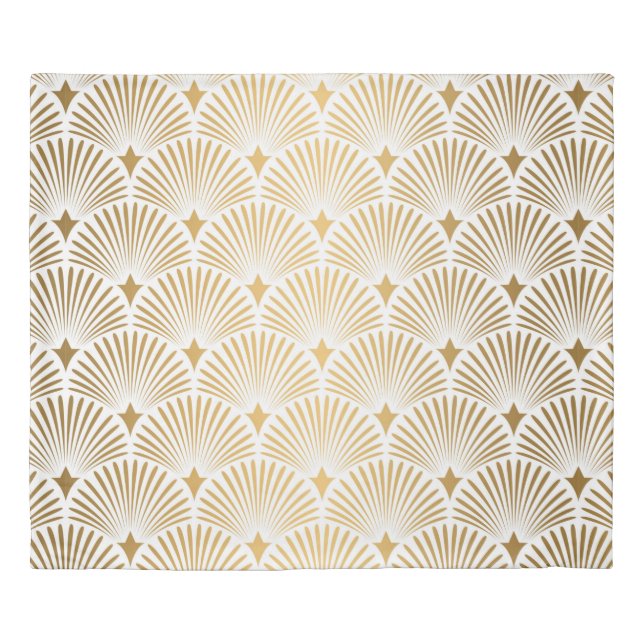 Art Deco Pattern. Seamless white and gold backgrou Duvet Cover (Front)