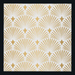 Art Deco Pattern. Seamless white and gold backgrou Faux Canvas Print<br><div class="desc">Art Deco Pattern. Seamless white and gold background. Metallic shells or scales lace ornament. Minimalistic geometric design. Vintage lines. 1920-30s motifs. Luxury vintage wedding decoration</div>