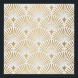 Art Deco Pattern. Seamless white and gold backgrou Faux Canvas Print<br><div class="desc">Art Deco Pattern. Seamless white and gold background. Metallic shells or scales lace ornament. Minimalistic geometric design. Vintage lines. 1920-30s motifs. Luxury vintage wedding decoration</div>