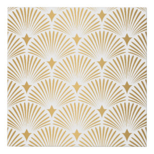 Art Deco Pattern. Seamless white and gold backgrou Faux Canvas Print