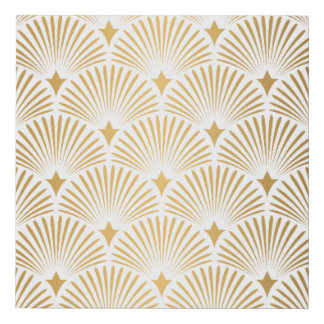 Art Deco Pattern. Seamless white and gold backgrou Faux Canvas Print
