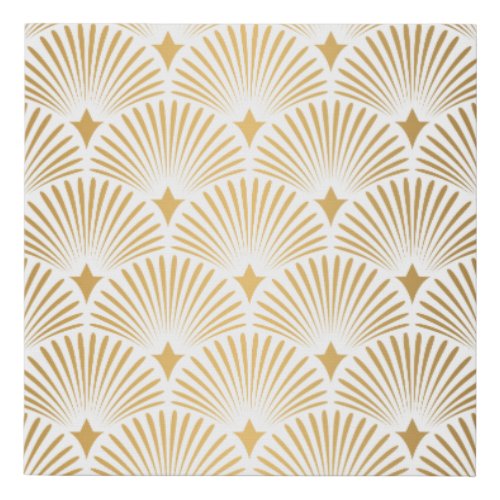 Art Deco Pattern Seamless white and gold backgrou Faux Canvas Print