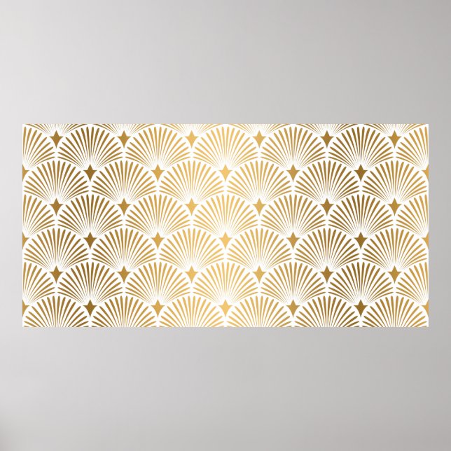Art Deco Pattern. Seamless white and gold backgrou Poster (Front)
