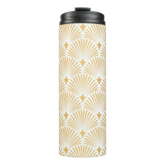 Art Deco Pattern. Seamless white and gold backgrou Thermal Tumbler