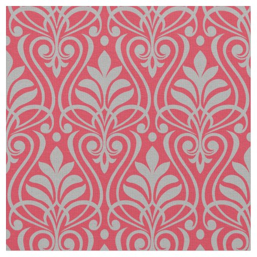 Art Deco Pattern - Spanish Gray on Paradise Pink Fabric