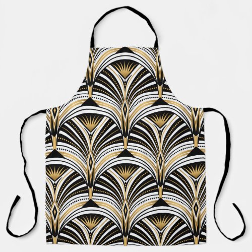 Art Deco pattern Vintage gold black white backgro Apron