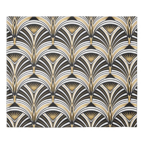 Art Deco pattern Vintage gold black white backgro Duvet Cover