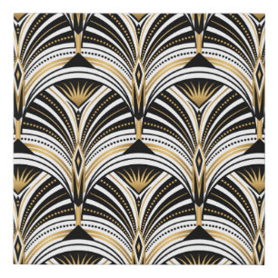 Art Deco pattern. Vintage gold black white backgro Faux Canvas Print