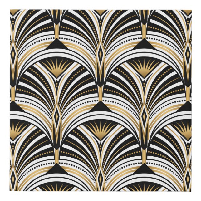 Art Deco pattern. Vintage gold black white backgro Faux Canvas Print (Front)