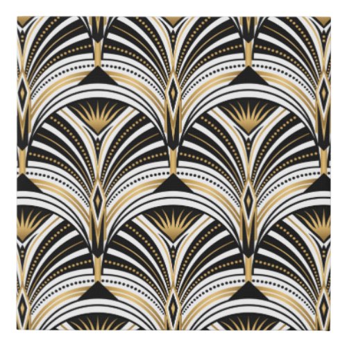 Art Deco pattern Vintage gold black white backgro Faux Canvas Print