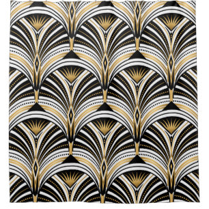Art Deco pattern. Vintage gold black white backgro Shower Curtain