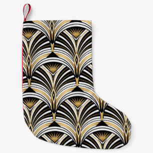 Art Deco pattern. Vintage gold black white backgro Small Christmas Stocking