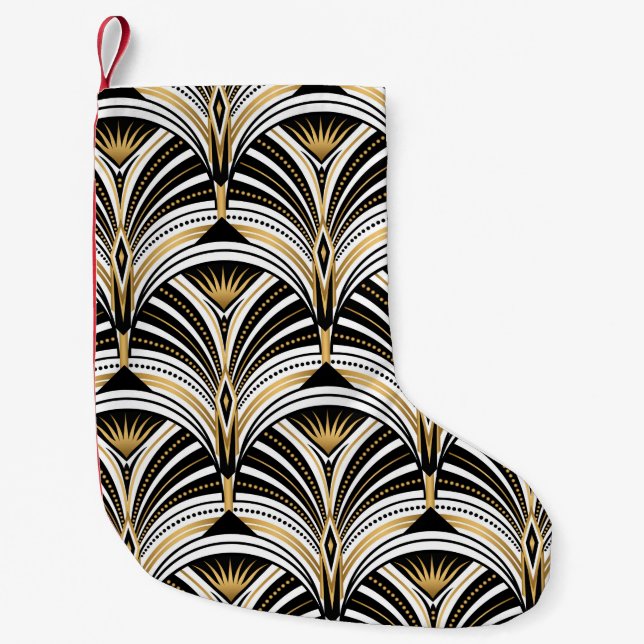 Art Deco pattern. Vintage gold black white backgro Small Christmas Stocking (Front)
