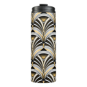 Art Deco pattern. Vintage gold black white backgro Thermal Tumbler