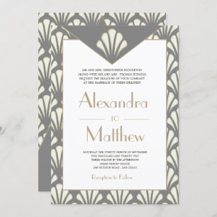 Art Deco Pattern Wedding Roaring Twenties  Vintage Invitation