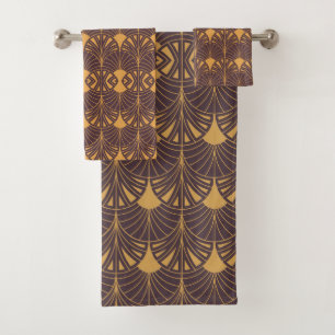 Art Deco pattern with fan-shaped motifs Bath Towel Set